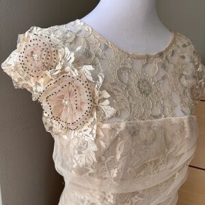 Chic Cream and Gold Lace Dress